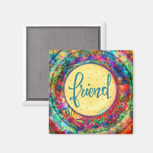 Vriend  Kleurrijk Inspirerend Trendy Plezier Magneet (Voorkant / Achterkant)