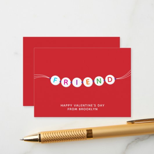 Vriend leuke vriendschapsarmband rode Valentijnsda Informatiekaartje (Voorkant / Achterkant in situ)