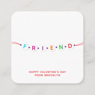 Vriend leuke vriendschapsarmband Valentijnsdag Informatiekaartje