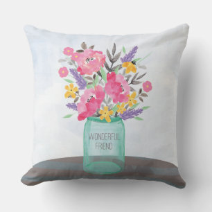 Vriend Moederdag Jar Vase met Bloemen Kussen