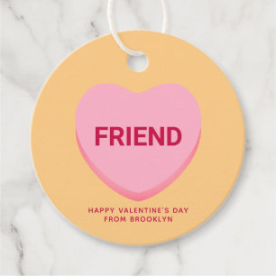 Vriend oranje roze gesprekshart Valentijns Bedankjes Labels