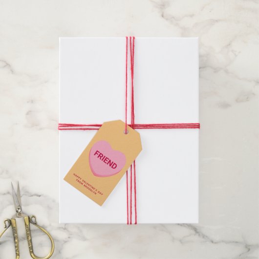 Vriend oranje roze gesprekshart Valentijns Cadeaulabel (Met Touw)