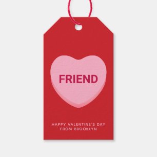 Vriend rood roze conversatie hart Valentijnsdag Cadeaulabel