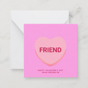 Vriend roze conversatie hart Valentijnsdag Notitiekaartje