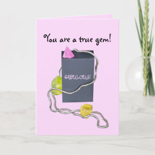 VRIEND ROZE & GEEL EEN JUWEELTJE VERJAARDAG BEDANKKAART