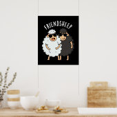 Vriend-schaap Grappig Schaap Pun Donker BG Poster (Keuken)