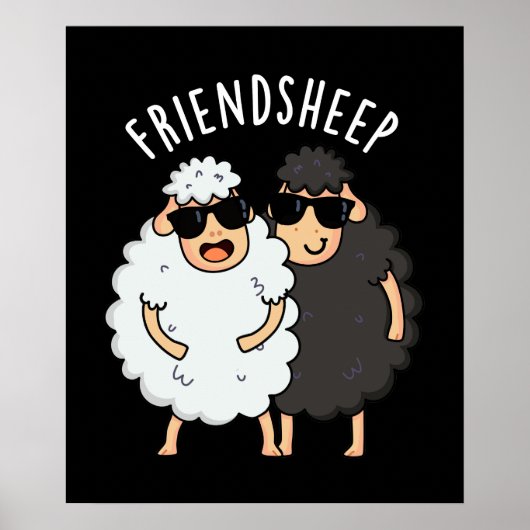 Vriend-schaap Grappig Schaap Pun Donker BG Poster (Voorkant)