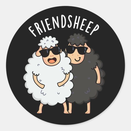 Vriend-schaap Grappig Schaap Pun Donker BG Ronde Sticker (Voorkant)
