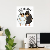 Vriend-schaap Grappige Schaap Pun Poster (Thuiskantoor)