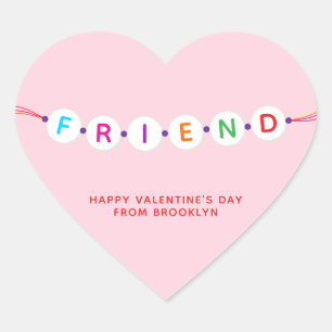 Vriend schattige vriendschapsarmband roze Valentij Hart Sticker