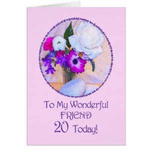Vriend, twintigste verjaardag met geverfde bloemen