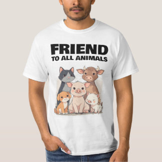 VRIEND VAN ALLE DIEREN KAT VARKEN HOND  T-SHIRT