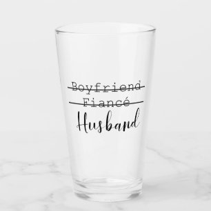 Vriend Verloofde Man Moderne Typografie Bruiloft Glas