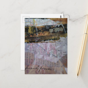 Vriend voor altijd mixed media collage briefkaart