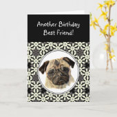 Vriend Zie niet Sad Birthday Pug Dog Kaart (Gele Bloem)