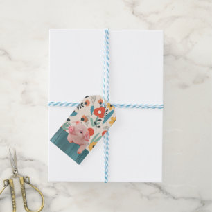 Vriendelijk Baby varken Schattig baby dier Cadeaulabel