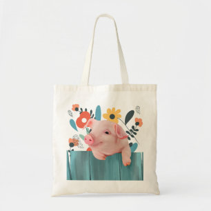 Vriendelijk Baby varken   Schattig baby dier Tote Bag