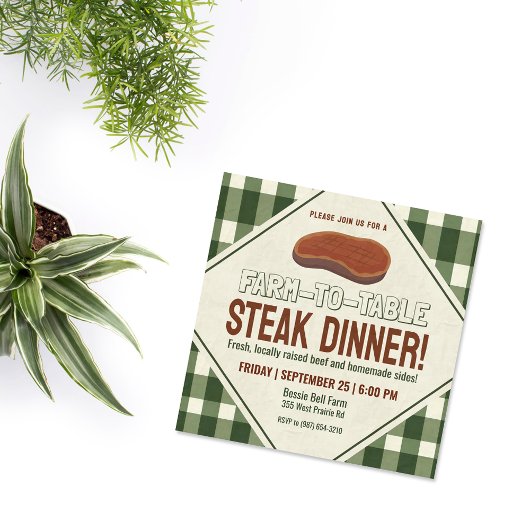 Vriendelijk boeren-vlakbij-tafel steakdiner kaart