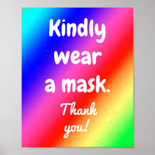 Vriendelijk Draag een Mondkapje Regenboog Kleuren  Poster