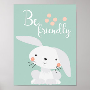 Vriendelijk konijn kinderkamer poster