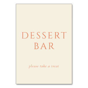 Vriendelijk perzik minimalistisch dessertbar bord kaart