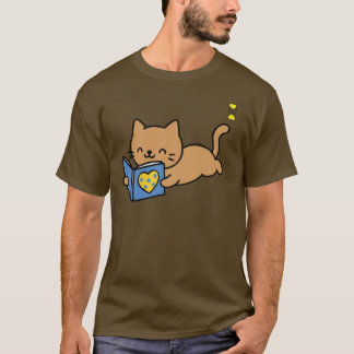 Vriendelijk Pickleball-hartenlogo en kat lezend T-shirt