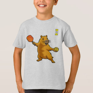 Vriendelijk Pickleball-logo en capybara met paddle T-shirt