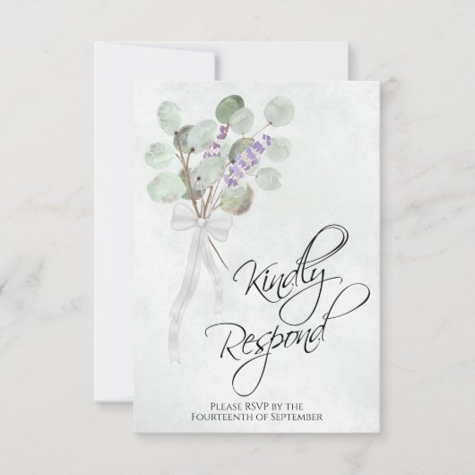 Vriendelijk reageren Eucalyptus & Lavendel Boho br RSVP Kaartje (Voorkant)