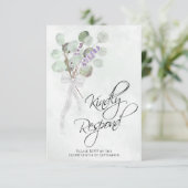 Vriendelijk reageren Eucalyptus & Lavendel Boho br RSVP Kaartje (Staand voorkant)