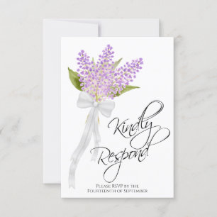 Vriendelijk reageren Waterverf Lilacs Boeket Bruil RSVP Kaartje