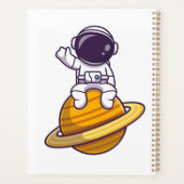 Vriendelijke astronaut zwaait van een planeet planner (Achterkant)