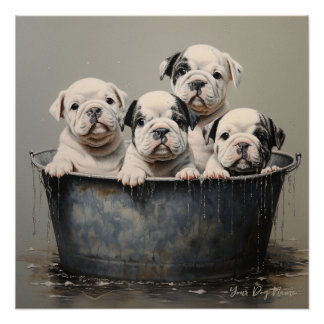 Vriendelijke Bulldog Puppy Honden 001 - Raimon Pal Perfect Poster