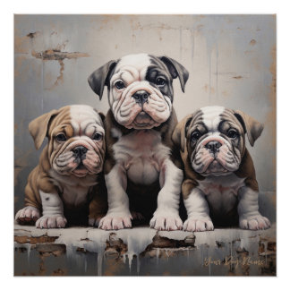 Vriendelijke Bulldog Puppy Honden 004 - Raimon Pal Perfect Poster