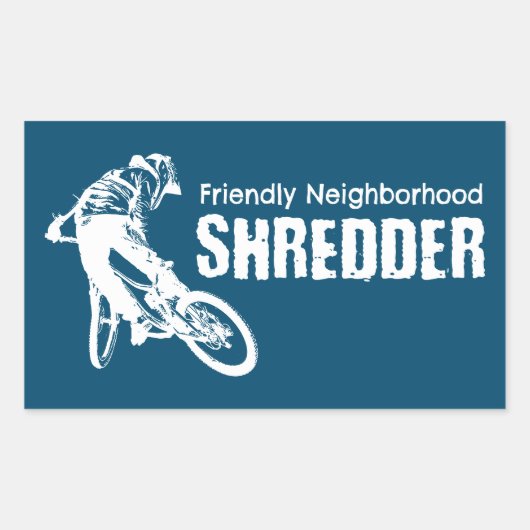 Vriendelijke buurt Shredder Mountainbiken Rechthoekige Sticker (Voorkant)
