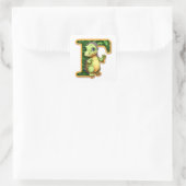 Vriendelijke dinosaurus en de letter F Vierkante Sticker (Tas)