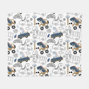 Vriendelijke Dinosaurussen in Auto's Patroon Fleece Deken