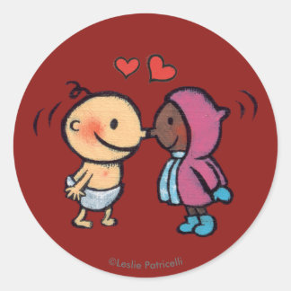 Vriendelijke eskimo neus kussen Kinder Ronde Sticker