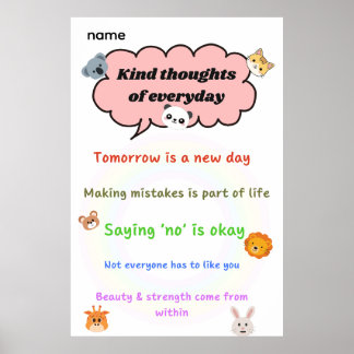 Vriendelijke gedachten elke dag poster