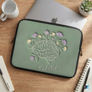 Vriendelijke Geest Bloemrijk Brein Mentale Gezondh Laptop Sleeve