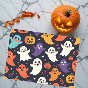 Vriendelijke Geesten en Pompoenen Halloween Patroo Tissuepapier