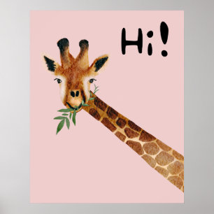 Vriendelijke giraffe zegt Hallo Poster