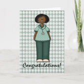 Vriendelijke glimlachende verpleegster gefelicitee kaart (Voorkant)