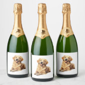 Vriendelijke Golden Retriever Smile - Trouwe Hond  Sparkling Wijnetiket (Flessen)
