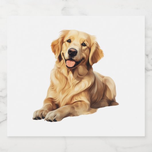 Vriendelijke Golden Retriever Smile - Trouwe Hond  Sparkling Wijnetiket (Enkel label)