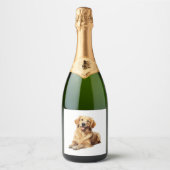 Vriendelijke Golden Retriever Smile - Trouwe Hond Sparkling Wijnetiket (Voorkant)