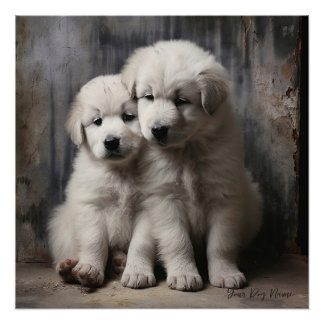 Vriendelijke Grote Pyreneeën Puppy Honden 004 - Ra Perfect Poster