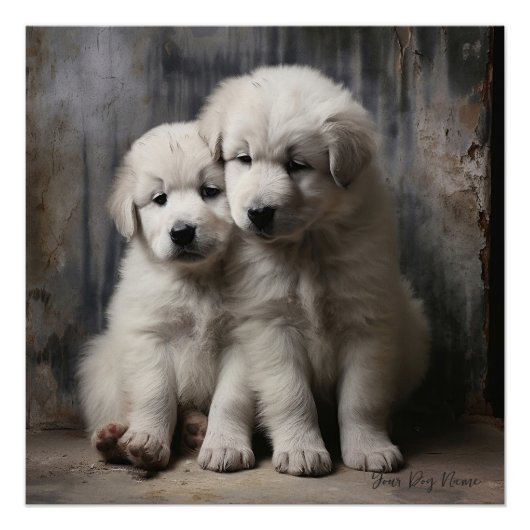 Vriendelijke Grote Pyreneeën Puppy Honden 004 - Ra Perfect Poster (Voorkant)