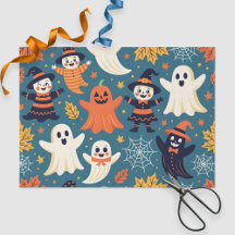 Vriendelijke Halloween Ghosts & Witches Herfst Bla