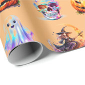 Vriendelijke Iconen Grid Halloween Black Fun Holid Cadeaupapier (Rol Hoek)