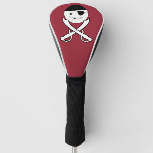 Vriendelijke lachende piraat met gekruiste zwaarde golfheadcover